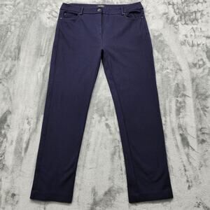 Pomodoro Pants Women 14 Blue High Rise Slim Straight Ankle Stretch Casual Office